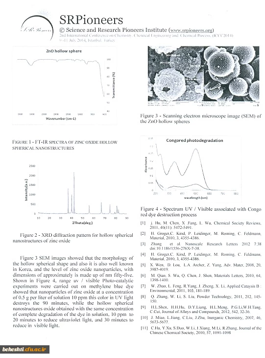 ارائه و پذیرش مقاله دکتر موسوی درکنفرانس بین المللی نانوتکنولوژی استانبول ترکیه