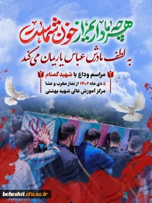 در مرکز آموزش عالی شهید بهشتی برگزار می گردد 

مراسم وداع، تشیع و تدفین با شهید گمنام 