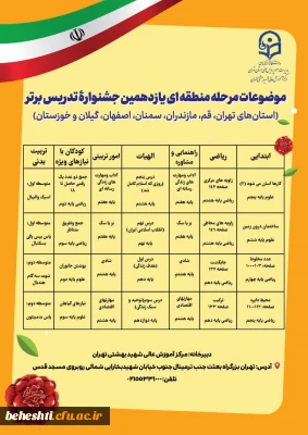 موضوعات و زمان برگزاری مرحله منطقه ای جشنواره تدریس برتر