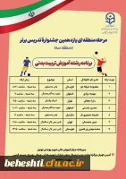 برنامه حضور رشته ها در مرحله منطقه ایی یازدهمین جشنواره تدریس برتر 2